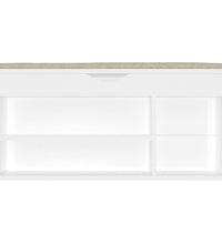 Schuhbank mit Kissen Hochglanz-Weiß 104x30x49 cm Holzwerkstoff