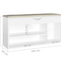 Schuhbank mit Kissen Hochglanz-Weiß 104x30x49 cm Holzwerkstoff