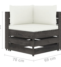 4-tlg. Garten-Lounge-Set mit Kissen Grau Imprägniertes Holz