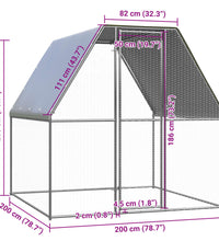 Outdoor-Hühnerkäfig 2x2x2 m Verzinkter Stahl