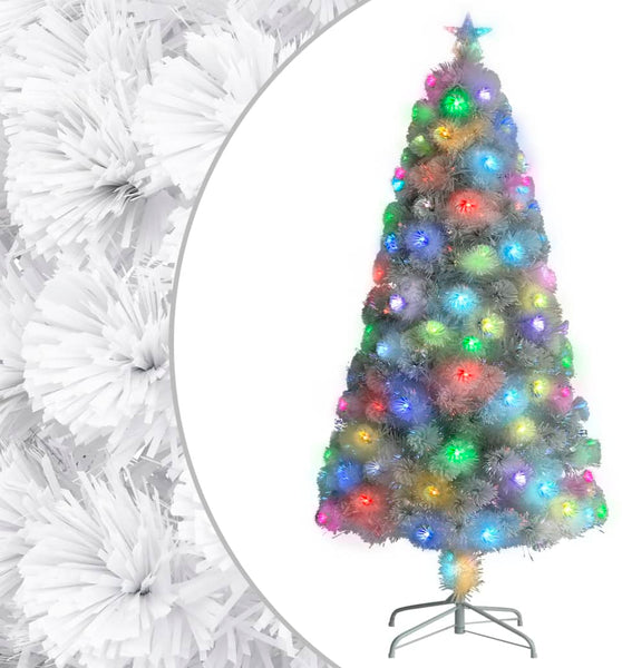 Künstlicher Weihnachtsbaum mit Beleuchtung Weiß 120cm Glasfaser