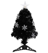 Weihnachtsbaum mit LED-Schneeflocken Schwarz 64 cm Fiberoptik