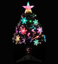 Weihnachtsbaum mit LED-Schneeflocken Schwarz 64 cm Fiberoptik