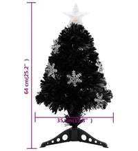 Weihnachtsbaum mit LED-Schneeflocken Schwarz 64 cm Fiberoptik