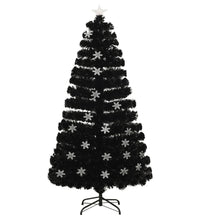 Weihnachtsbaum mit LED-Schneeflocken Schwarz 120 cm Fiberoptik