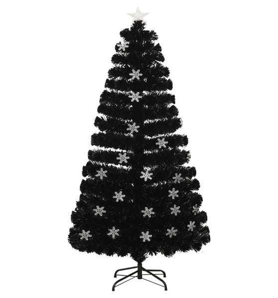 Weihnachtsbaum mit LED-Schneeflocken Schwarz 120 cm Fiberoptik