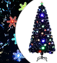 Weihnachtsbaum mit LED-Schneeflocken Schwarz 150 cm Fiberoptik