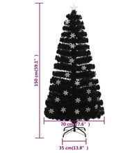 Weihnachtsbaum mit LED-Schneeflocken Schwarz 150 cm Fiberoptik