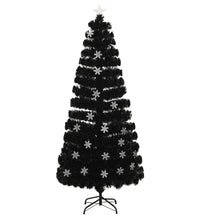 Weihnachtsbaum mit LED-Schneeflocken Schwarz 180 cm Fiberoptik