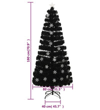 Weihnachtsbaum mit LED-Schneeflocken Schwarz 180 cm Fiberoptik