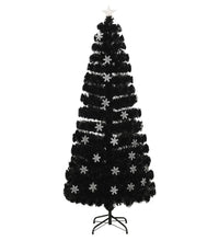 Weihnachtsbaum mit LED-Schneeflocken Schwarz 210 cm Fiberoptik