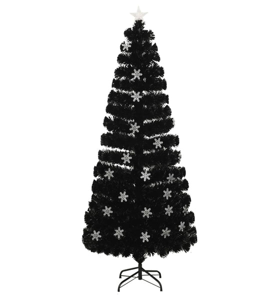 Weihnachtsbaum mit LED-Schneeflocken Schwarz 210 cm Fiberoptik