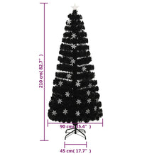 Weihnachtsbaum mit LED-Schneeflocken Schwarz 210 cm Fiberoptik