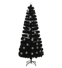 Weihnachtsbaum mit LED-Schneeflocken Schwarz 240 cm Fiberoptik