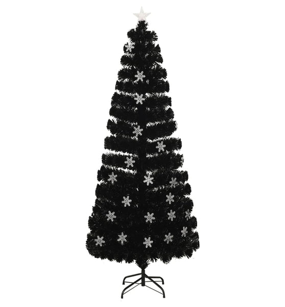 Weihnachtsbaum mit LED-Schneeflocken Schwarz 240 cm Fiberoptik