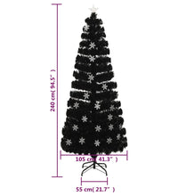 Weihnachtsbaum mit LED-Schneeflocken Schwarz 240 cm Fiberoptik