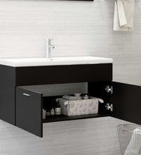 Waschbeckenunterschrank mit Einbaubecken Schwarz Holzwerkstoff