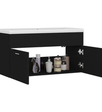 Waschbeckenunterschrank mit Einbaubecken Schwarz Holzwerkstoff