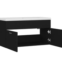 Waschbeckenunterschrank mit Einbaubecken Schwarz Holzwerkstoff
