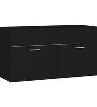 Waschbeckenunterschrank mit Einbaubecken Schwarz Holzwerkstoff
