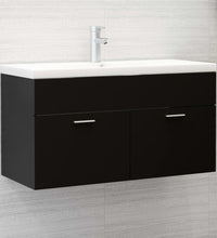 Waschbeckenunterschrank mit Einbaubecken Schwarz Holzwerkstoff