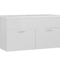 Waschbeckenunterschrank mit Einbaubecken Hochglanz-Weiß
