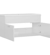 Waschbeckenunterschrank mit Einbaubecken Hochglanz-Weiß