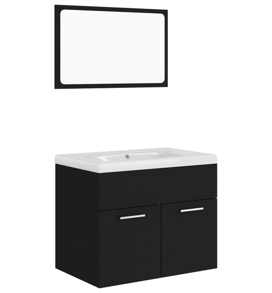 Badmöbel-Set Schwarz Holzwerkstoff
