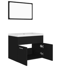 Badmöbel-Set Schwarz Holzwerkstoff