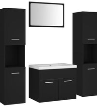 Badmöbel-Set Schwarz Holzwerkstoff
