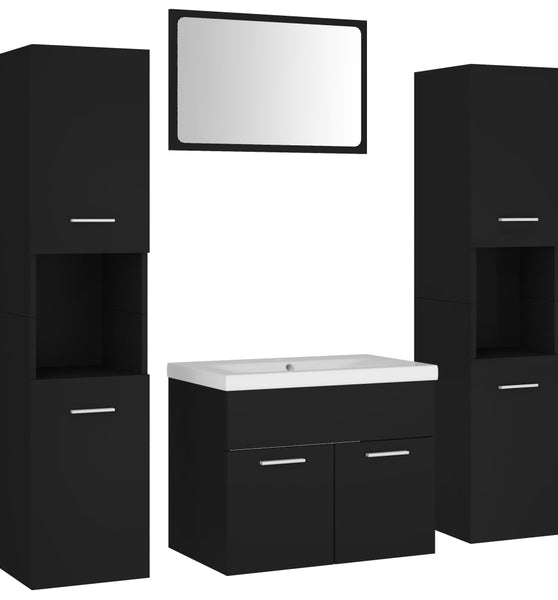 Badmöbel-Set Schwarz Holzwerkstoff