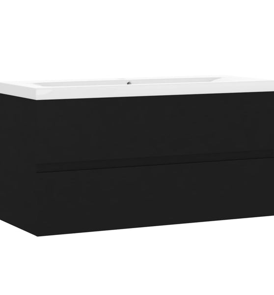 Waschbeckenunterschrank mit Einbaubecken Schwarz Holzwerkstoff