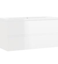 Waschbeckenunterschrank mit Einbaubecken Hochglanz-Weiß