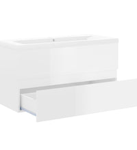Waschbeckenunterschrank mit Einbaubecken Hochglanz-Weiß