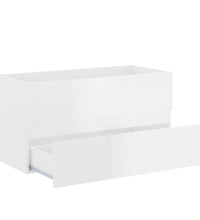 Waschbeckenunterschrank mit Einbaubecken Hochglanz-Weiß