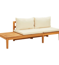 Gartenbank mit Tisch & Cremeweißen Kissen Massivholz Akazie