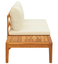 Gartenbank mit Tisch & Cremeweißen Kissen Massivholz Akazie