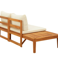 Gartenbank mit Tisch & Cremeweißen Kissen Massivholz Akazie