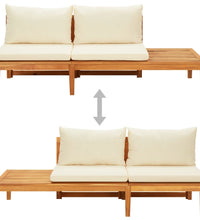 Gartenbank mit Tisch & Cremeweißen Kissen Massivholz Akazie