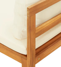 Gartenbank mit Tisch & Cremeweißen Kissen Massivholz Akazie