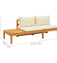 Gartenbank mit Tisch & Cremeweißen Kissen Massivholz Akazie