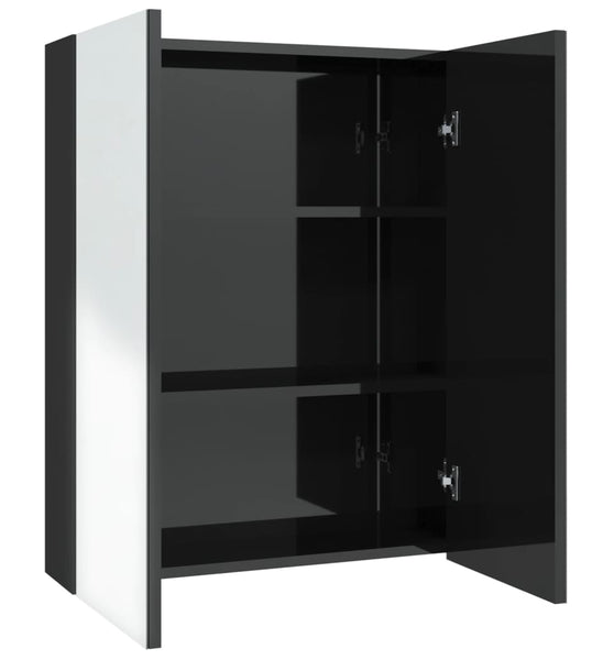 Bad-Spiegelschrank 60x15x75 cm MDF Glänzendes Schwarz