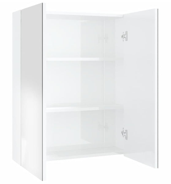 Bad-Spiegelschrank 60x15x75 cm MDF Glänzendes Weiß