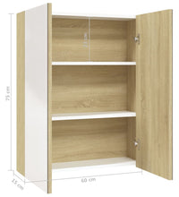 Bad-Spiegelschrank 60x15x75 cm MDF Weiß und Eiche-Optik