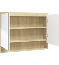 Spiegelschrank fürs Bad 80x15x60 cm MDF Weiß und Eiche-Optik