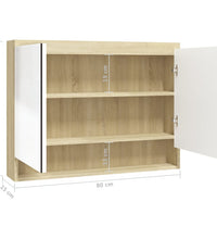 Spiegelschrank fürs Bad 80x15x60 cm MDF Weiß und Eiche-Optik