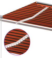 Markise Manuell Einziehbar mit LED 500x300 cm Orange und Braun