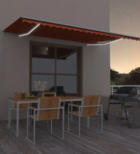 Markise Manuell Einziehbar mit LED 500x300 cm Orange und Braun
