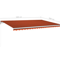 Automatische Markise mit LED Windsensor 500x300 cm Orange/Braun