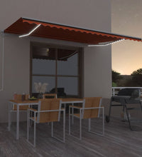 Automatische Markise mit LED Windsensor 500x300 cm Orange/Braun